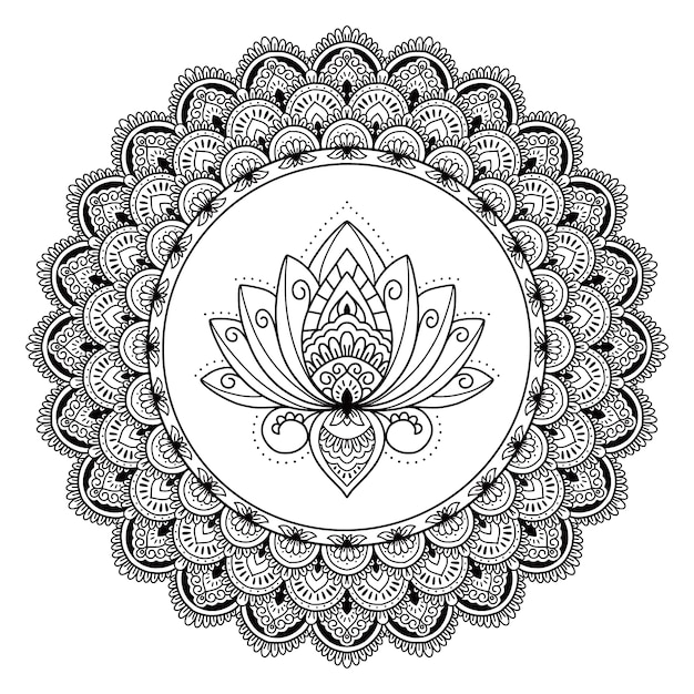 Free Vector hand drawn mandala lotus flower drawing