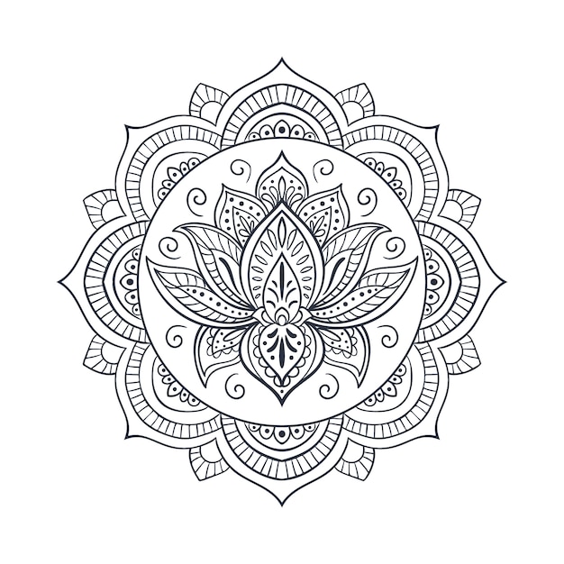 Free Vector hand drawn mandala lotus flower drawing