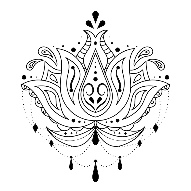 Free Vector hand drawn mandala lotus flower drawing