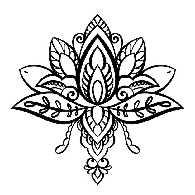 Free vector hand drawn mandala lotus flower drawing