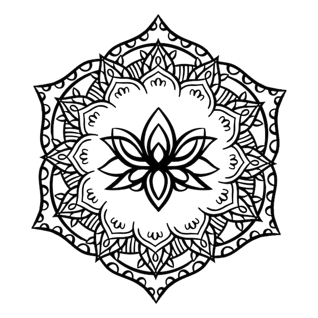 Free Vector hand drawn mandala lotus flower drawing