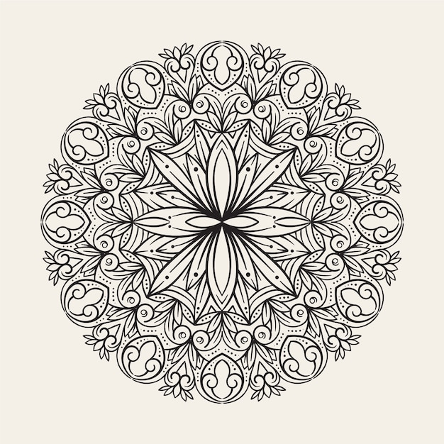 Hand drawn mandala lotus flower drawing