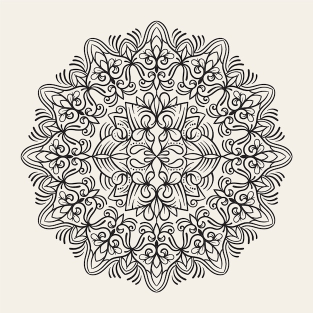 Hand drawn mandala lotus flower drawing