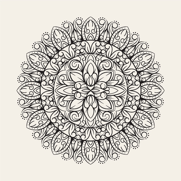 Hand drawn mandala lotus flower drawing