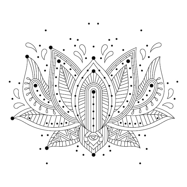 Free Vector hand drawn mandala lotus flower drawing