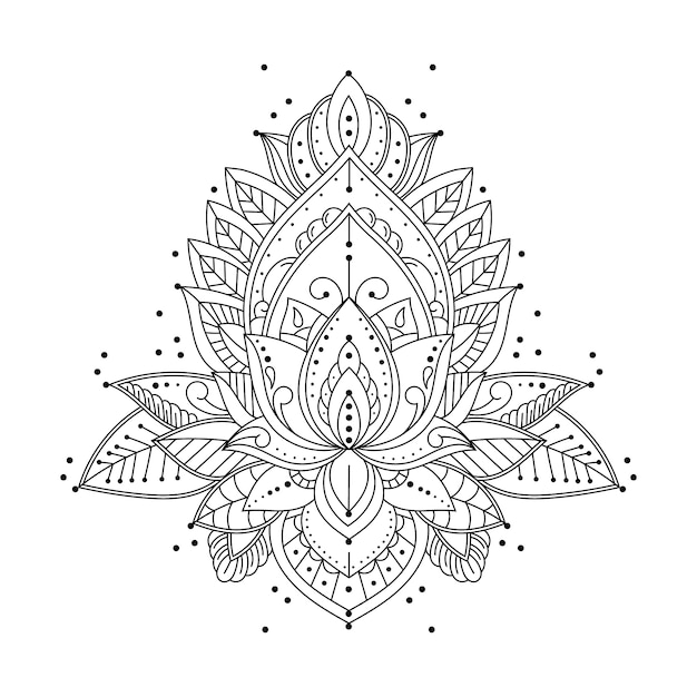 Free vector hand drawn mandala lotus flower drawing