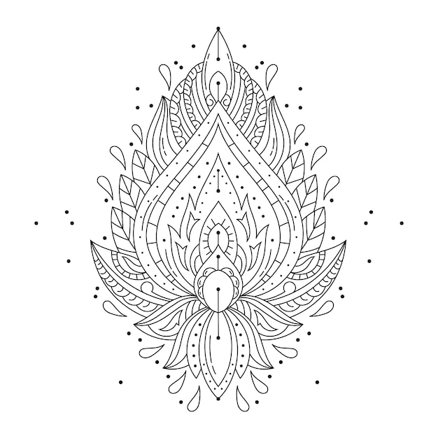 Free Vector hand drawn mandala lotus flower drawing