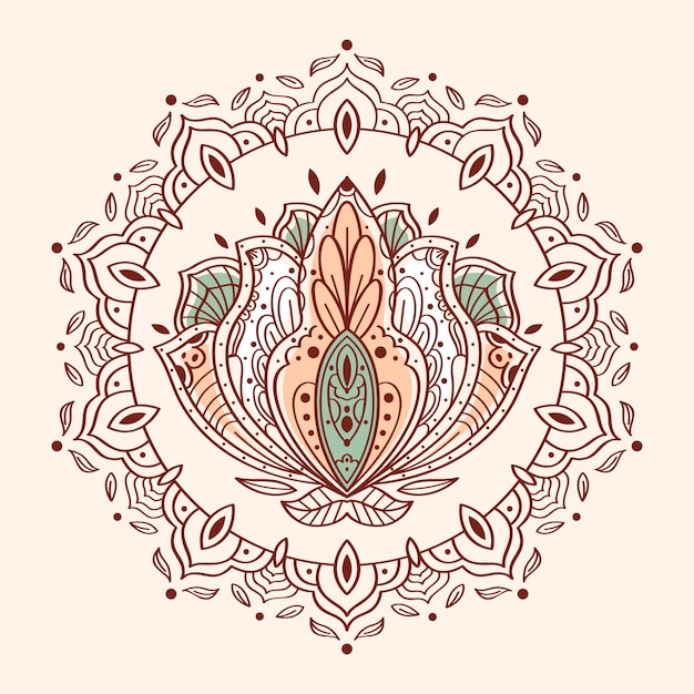 Free vector hand drawn mandala lotus flower drawing