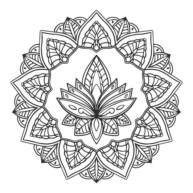 Free Vector hand drawn mandala lotus flower drawing