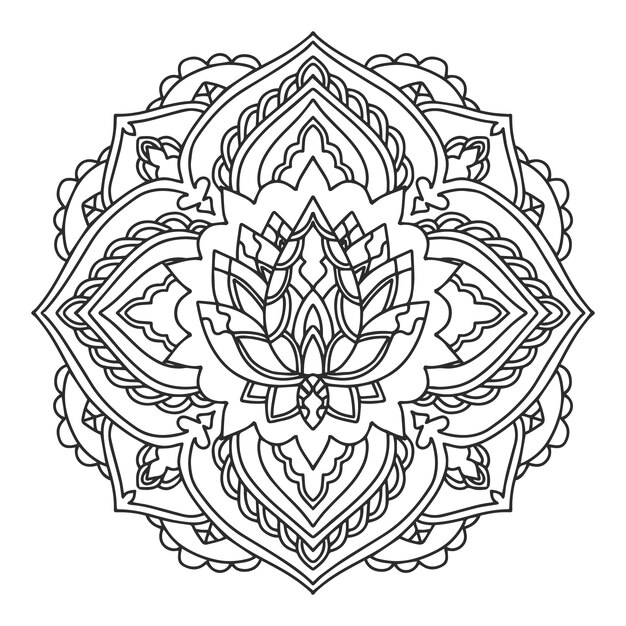 Hand drawn mandala lotus flower drawing