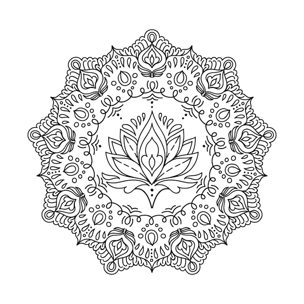 Free vector hand drawn mandala lotus flower drawing