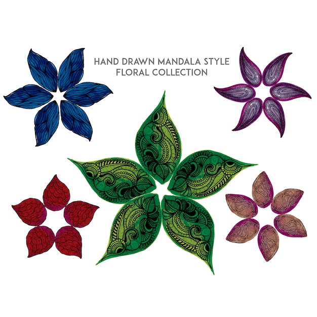 Free vector hand drawn mandala style floral collection