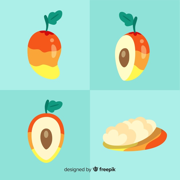 Free Vector hand drawn mango collection