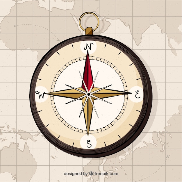 Free vector hand drawn map compass background