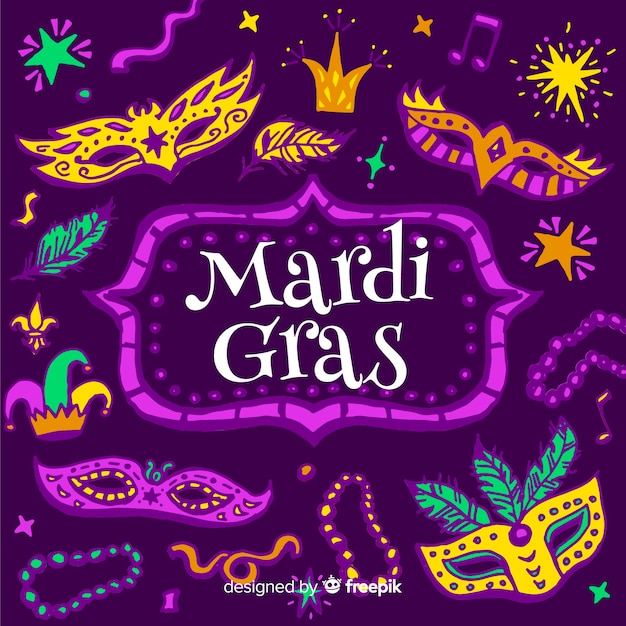 Free Vector hand drawn mardi gras background