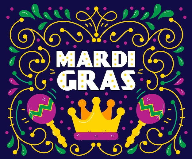 Hand drawn mardi gras concept