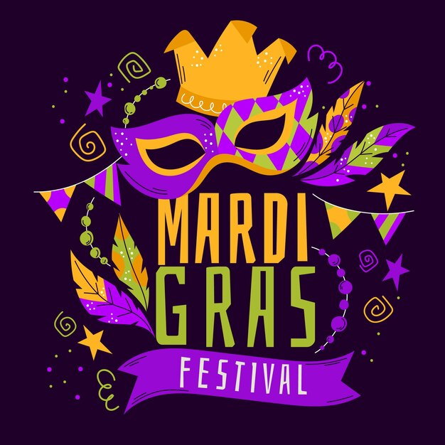 Hand drawn mardi gras concept