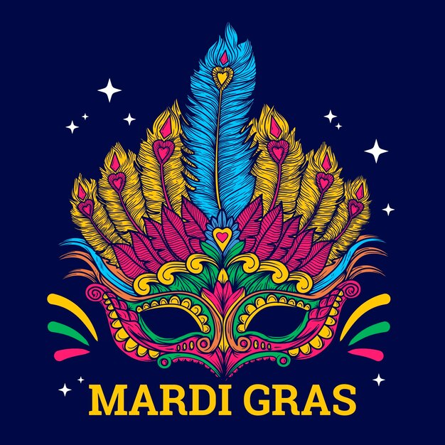 Hand drawn mardi gras concept