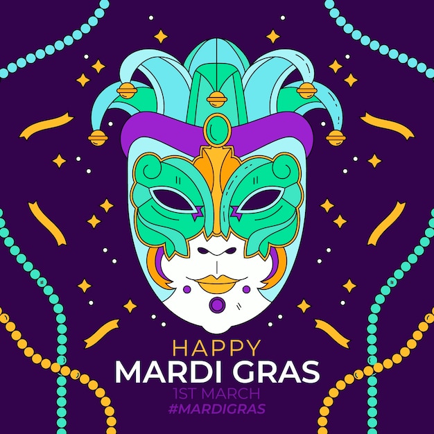 Hand drawn mardi gras illustration