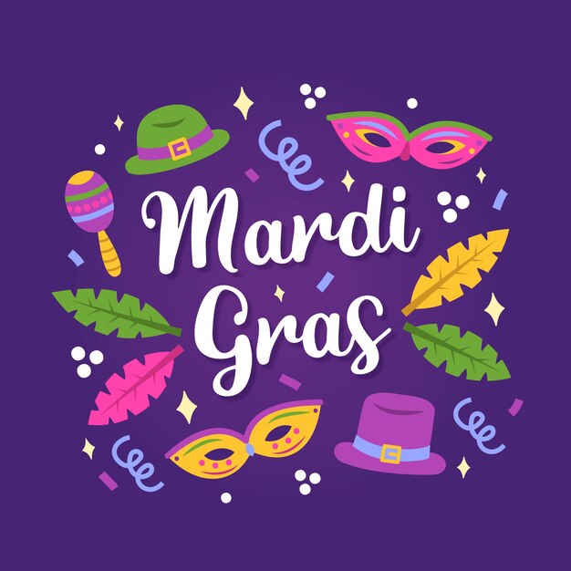 Hand drawn mardi gras lettering