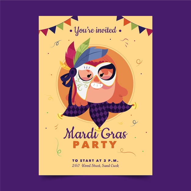 Free vector hand drawn mardi gras poster template