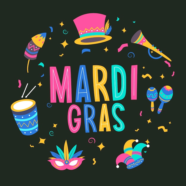 Free Vector hand drawn mardi gras