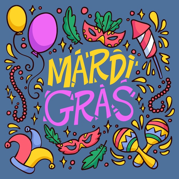 Free Vector hand drawn mardi gras