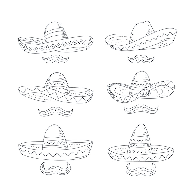 Hand drawn mariachi hat illustration