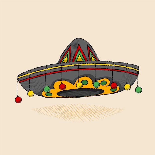 Hand drawn mariachi hat illustration