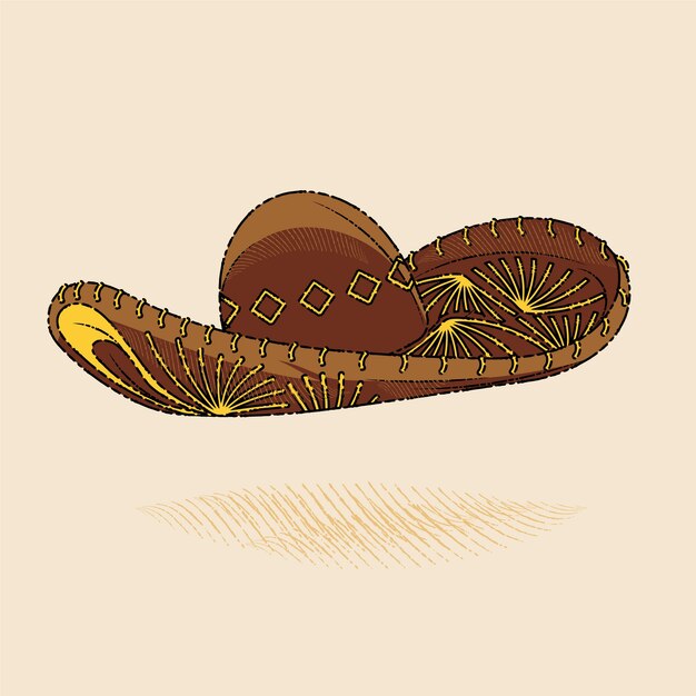 Hand drawn mariachi hat illustration