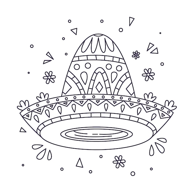 Hand drawn mariachi hat illustration