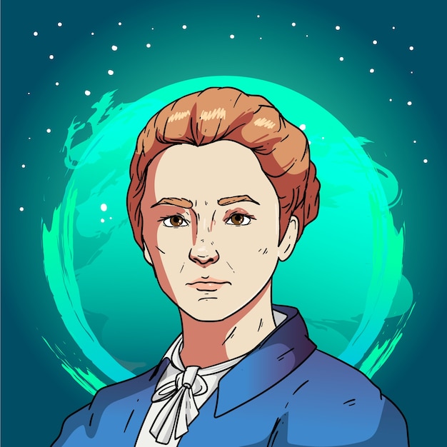 Free vector hand drawn marie curie illustration