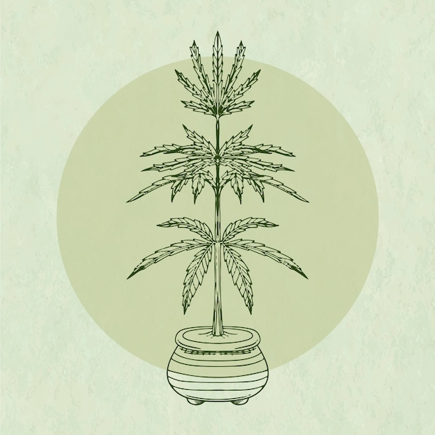 Free Vector hand drawn marijuana leaf outline illustration