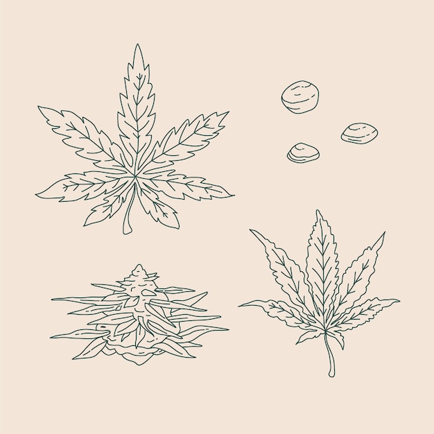 Free Vector hand drawn marijuana leaf outline illustration