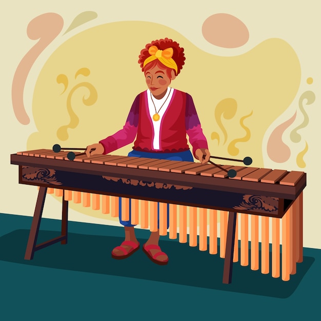 Free Vector hand drawn marimba instrument illustration