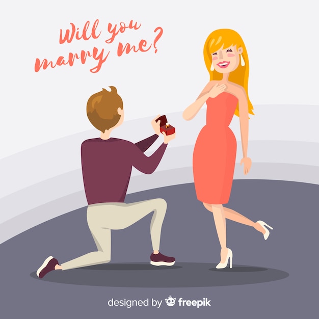 Free vector hand drawn marriage proposal composition