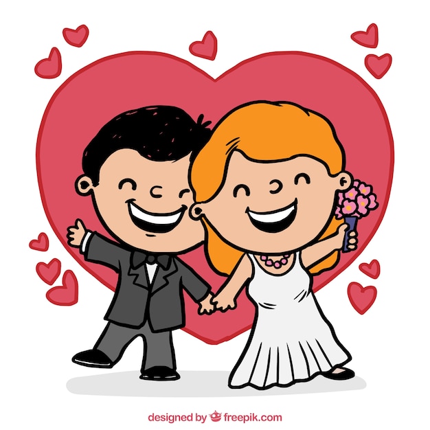 Free vector hand drawn married couple smiling