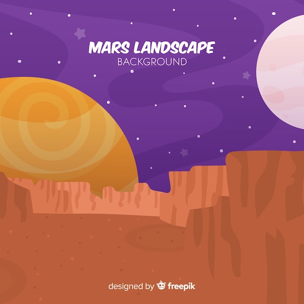 Free vector hand drawn mars landscape background