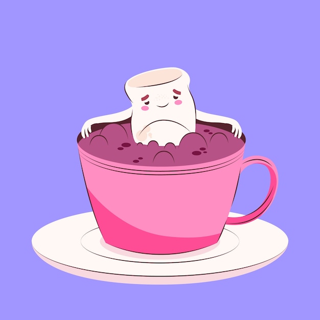 Free Vector hand drawn marshmallow in cup illustration