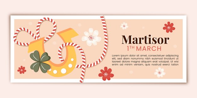 Hand drawn martisor horizontal banner