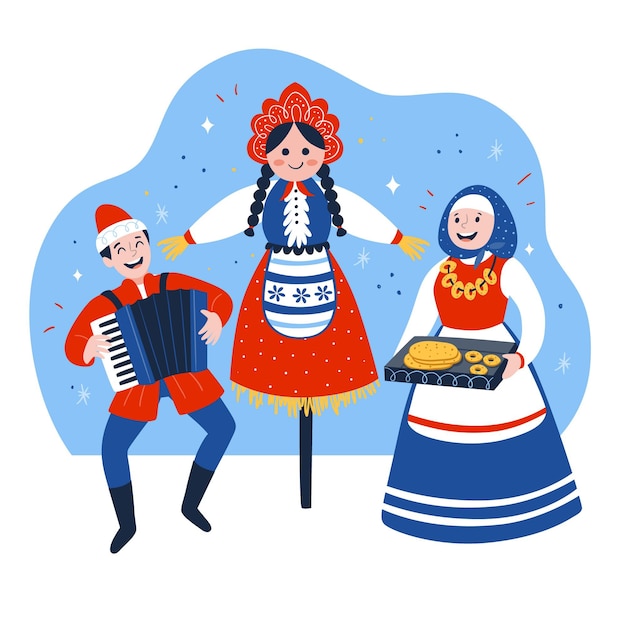 Hand-drawn maslenitsa illustration