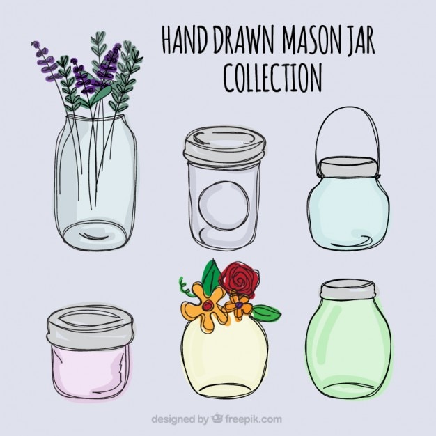 Free Vector hand drawn mason jars