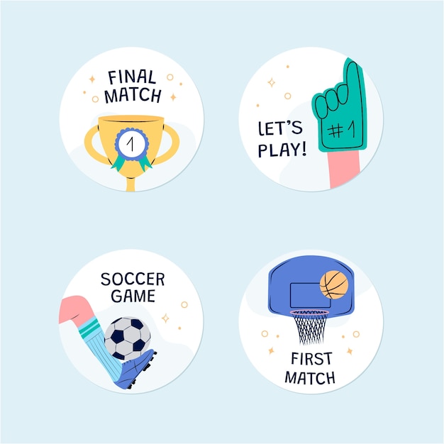 Free Vector hand drawn match day badges set