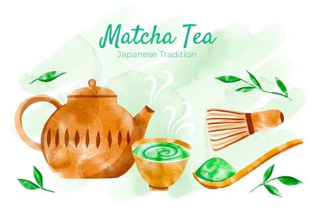 Free Vector hand drawn matcha tea background