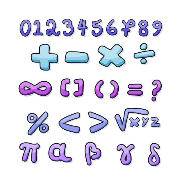 Free Vector hand drawn mathematical symbols