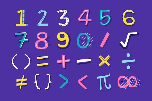 Hand drawn mathematical symbols