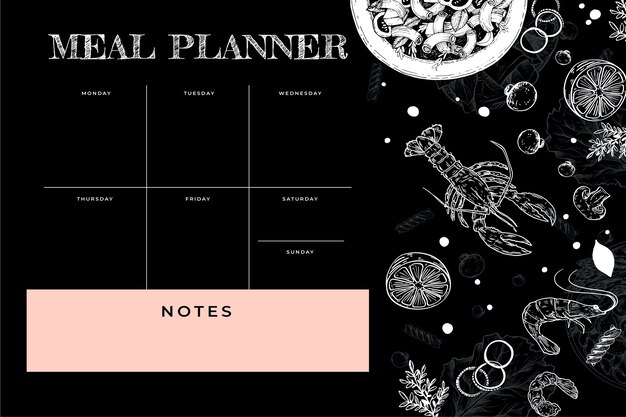 Hand drawn meal planner template