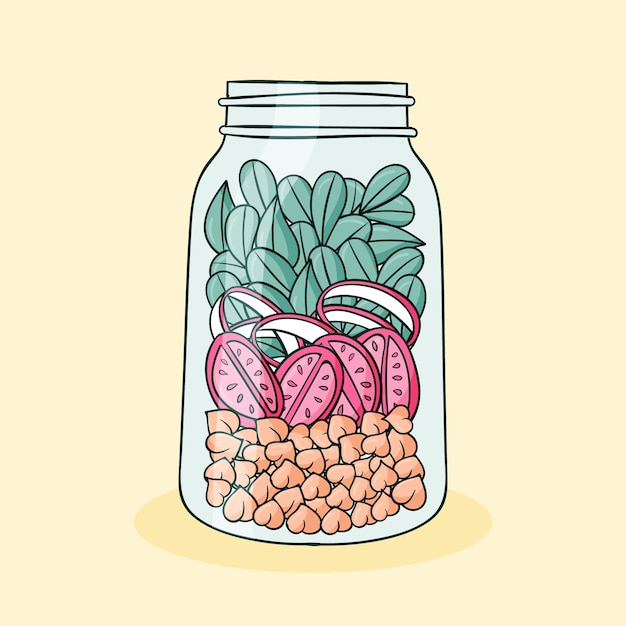 Hand drawn meal prep illustration