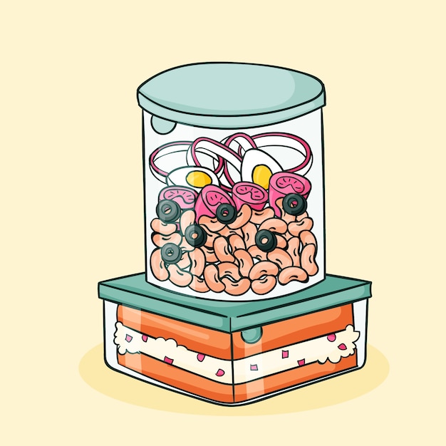 Hand drawn meal prep illustration