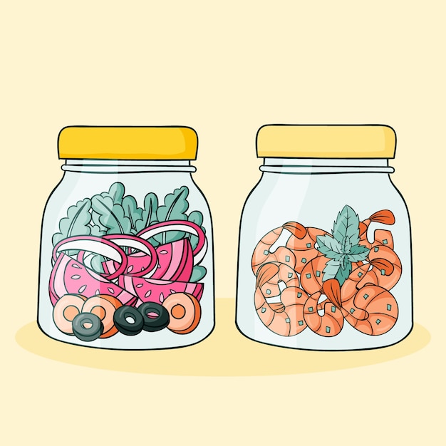 Hand drawn meal prep illustration